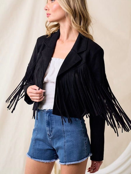 Soft Black Fringe Jacket – Classic Rock Couture