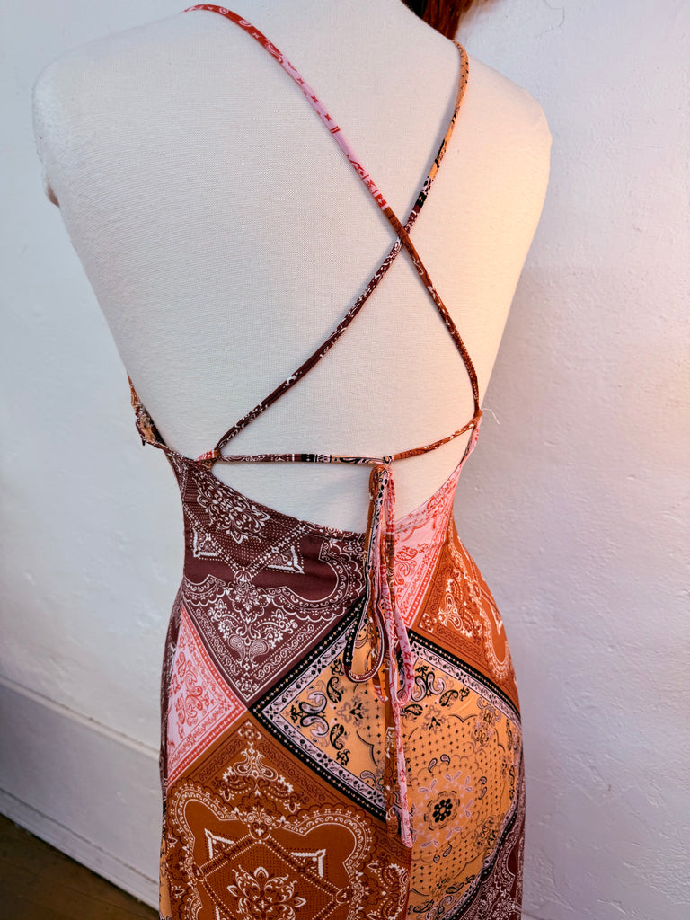 cheesecloth mono paisley print maxi dress Paisley Patchwork Fringe Maxi Dress – Classic Rock Couture