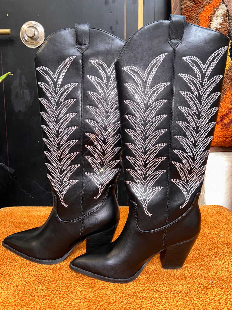 Autumn Rhinestone Knee-High Cowgirl Boot
