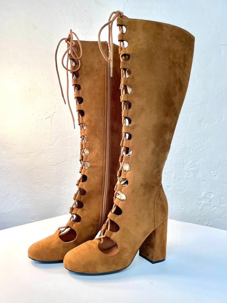 Suede Lace up Boots Classic Rock Couture