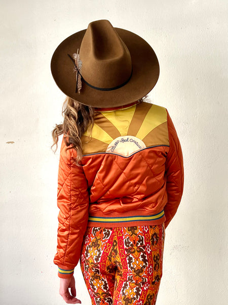 Burnt Orange Chainstitch Bomber – Classic Rock Couture