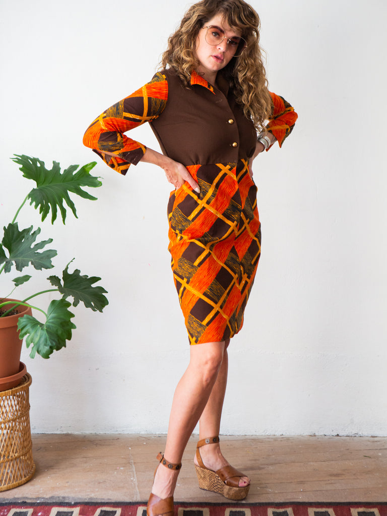 SALE 70s Designer Secretary Dress