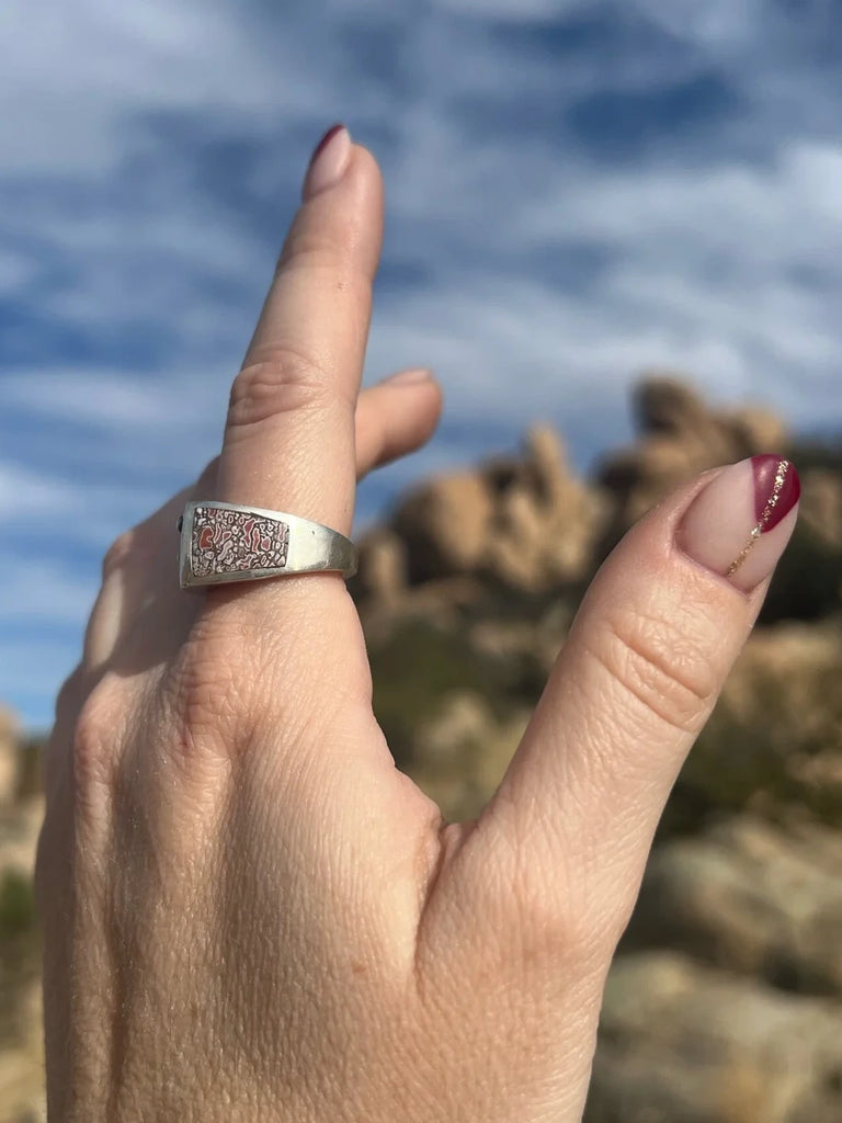 Pink Dino Bone Saguaro Ring