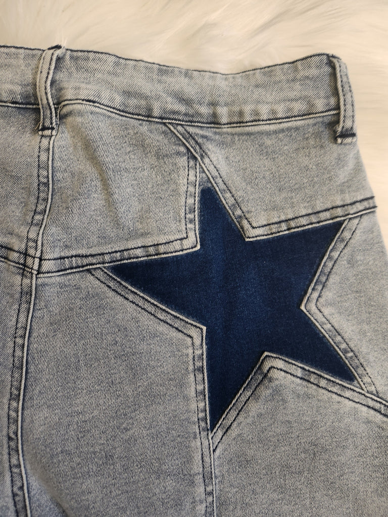 Light Wash Blue Star Shorts