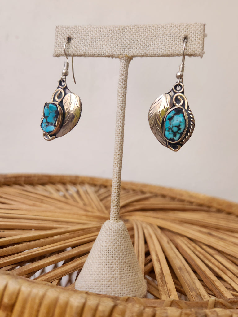 New Mexico Turquoise Feather Earrings