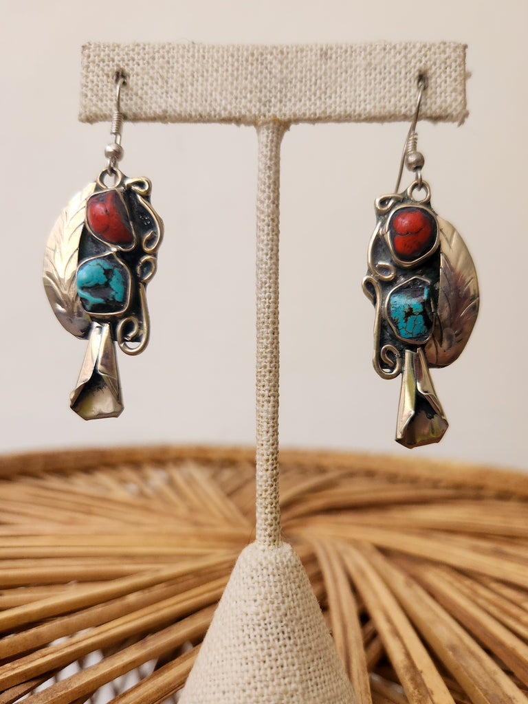 New Mexico Coral and Turquoise Earrings