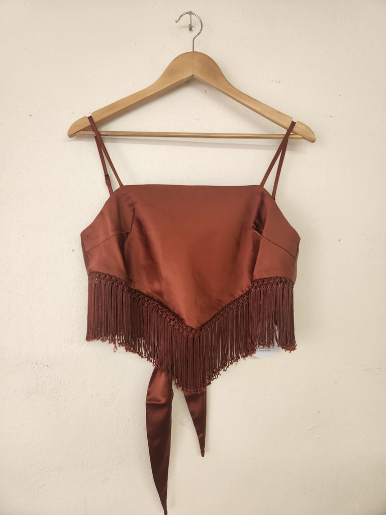 Back Tie Fringe Top