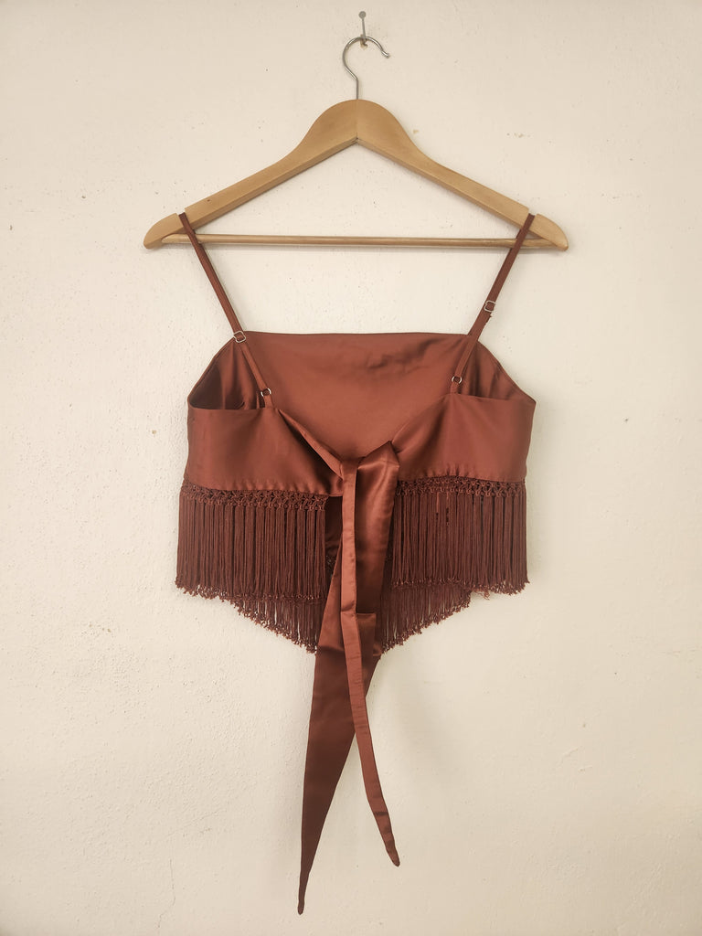 Back Tie Fringe Top