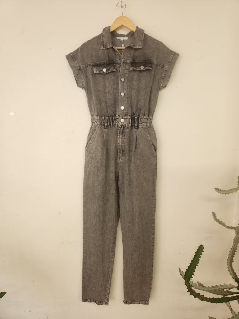 Cap Sleeve Denim Jumpsuit