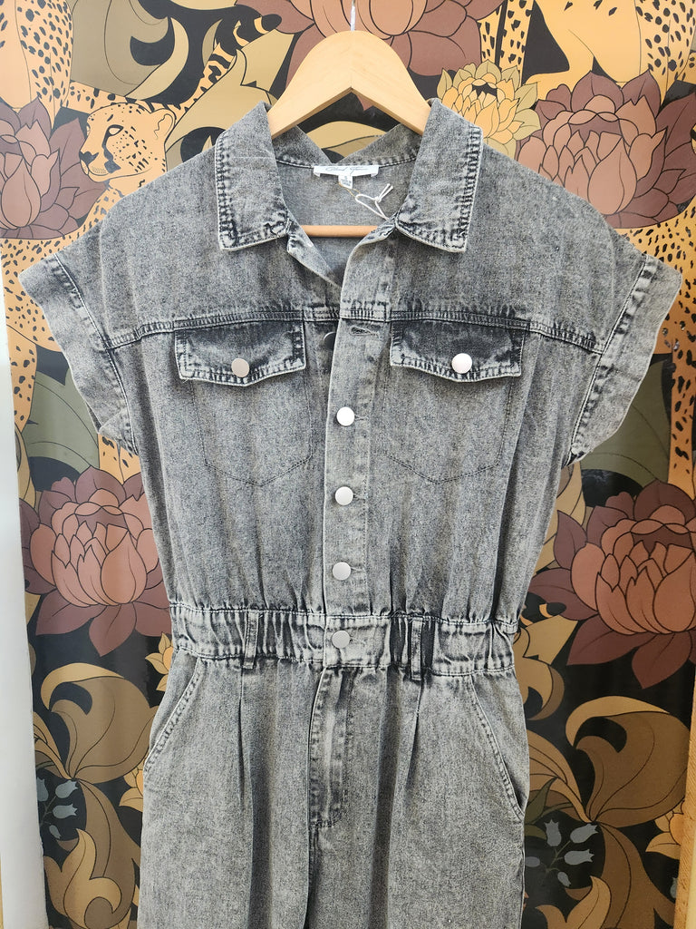 Cap Sleeve Denim Jumpsuit