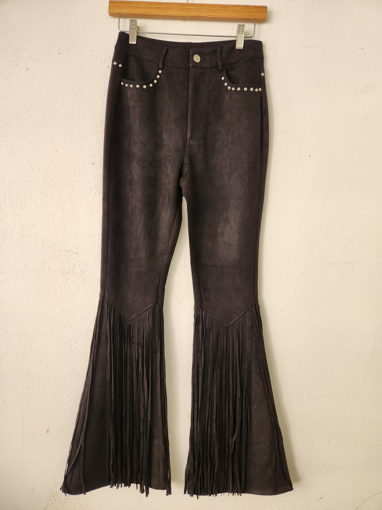 Fringed Faux Suede Pants