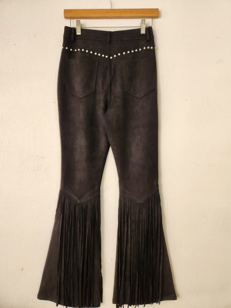 Fringed Faux Suede Pants