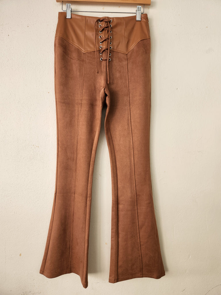 Lace Up Vegan Suede Pants