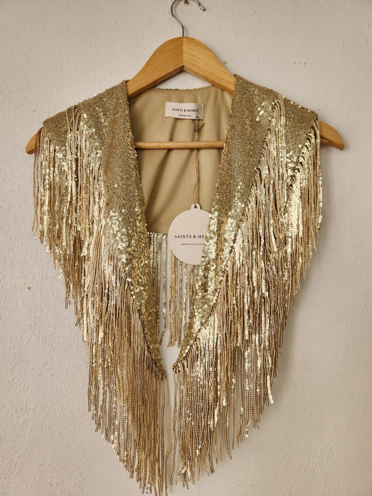 Gold Fringed Sequins Shrug