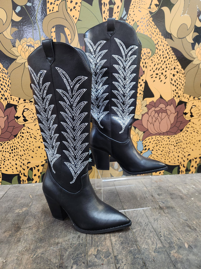 SALE Autumn Rhinestone Knee-High Cowgirl Boot