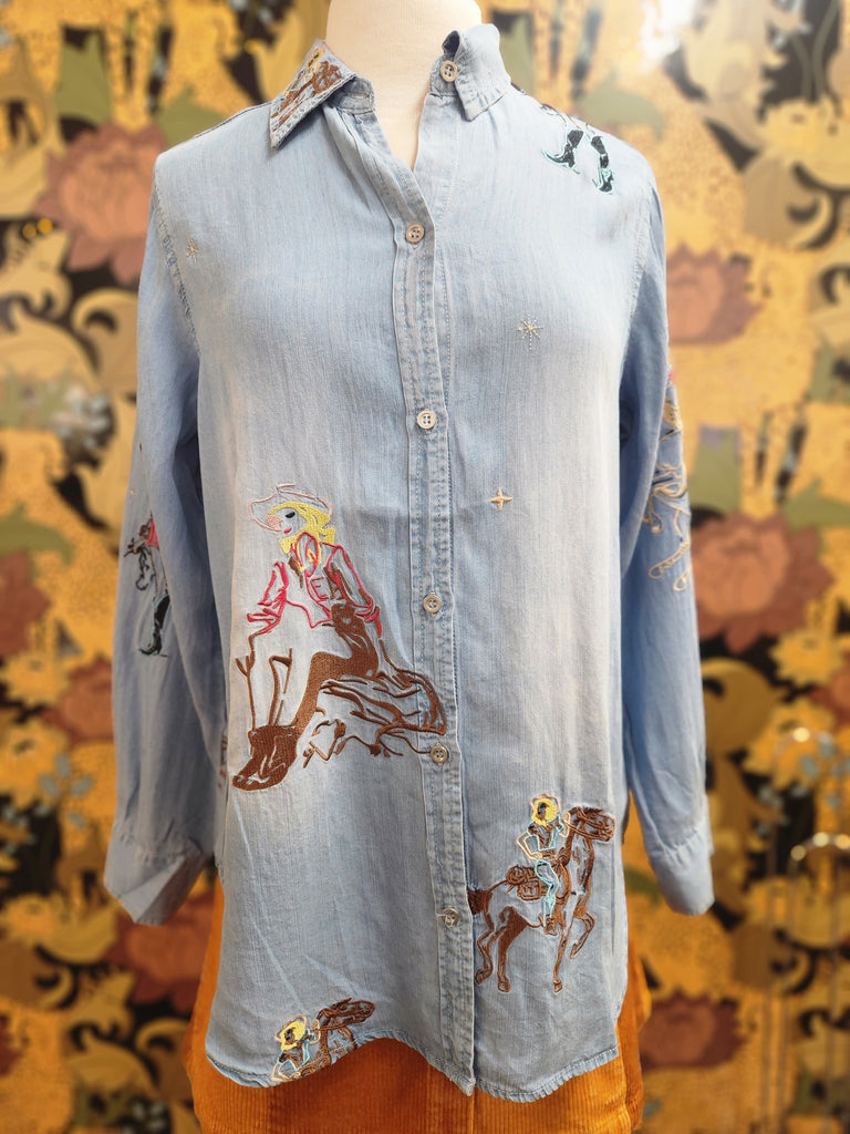 Western Embroidered Tencel Shirt