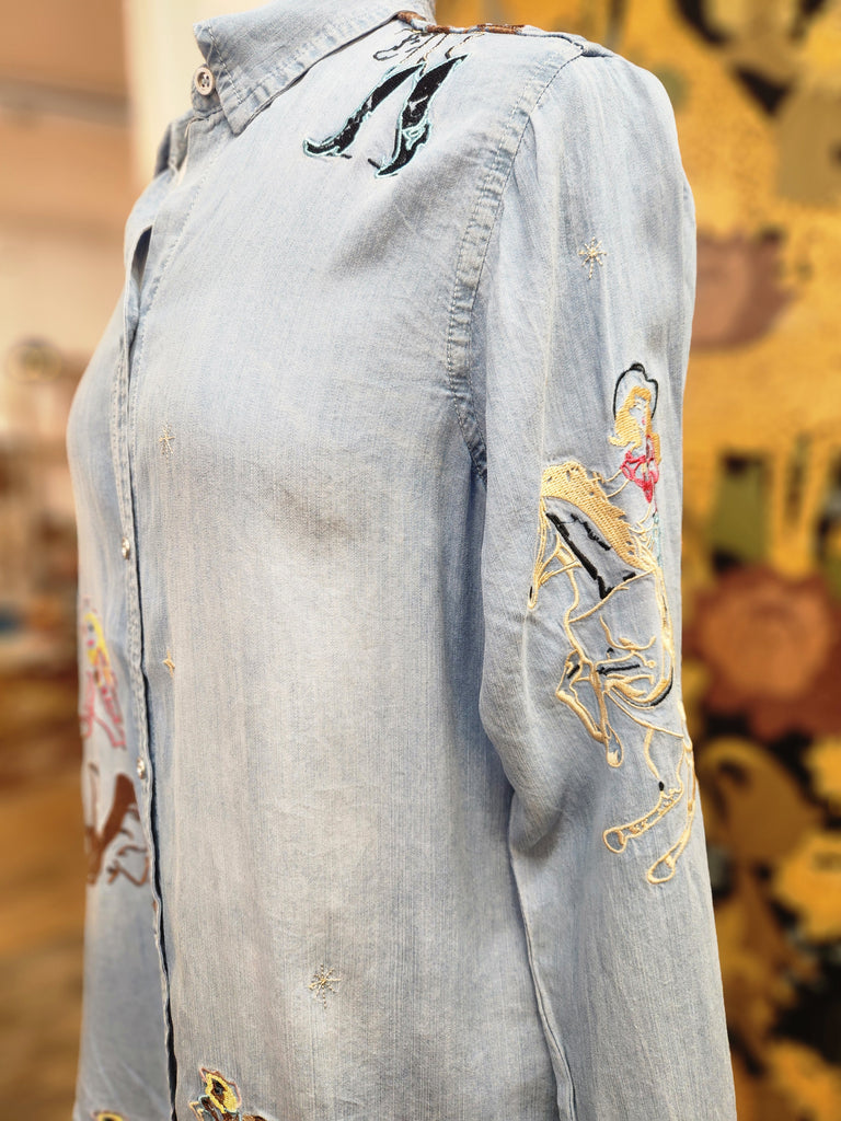 Western Embroidered Tencel Shirt