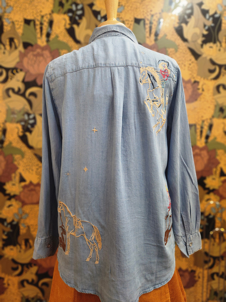 Western Embroidered Tencel Shirt