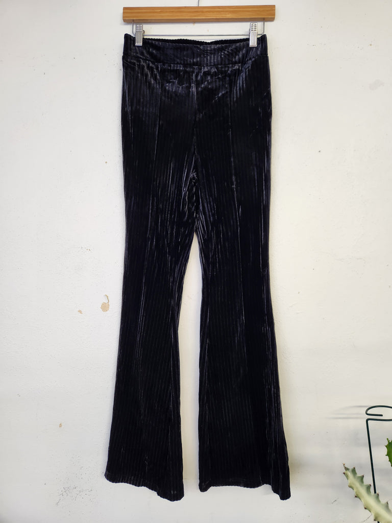 Black Velvet High Waisted Flare