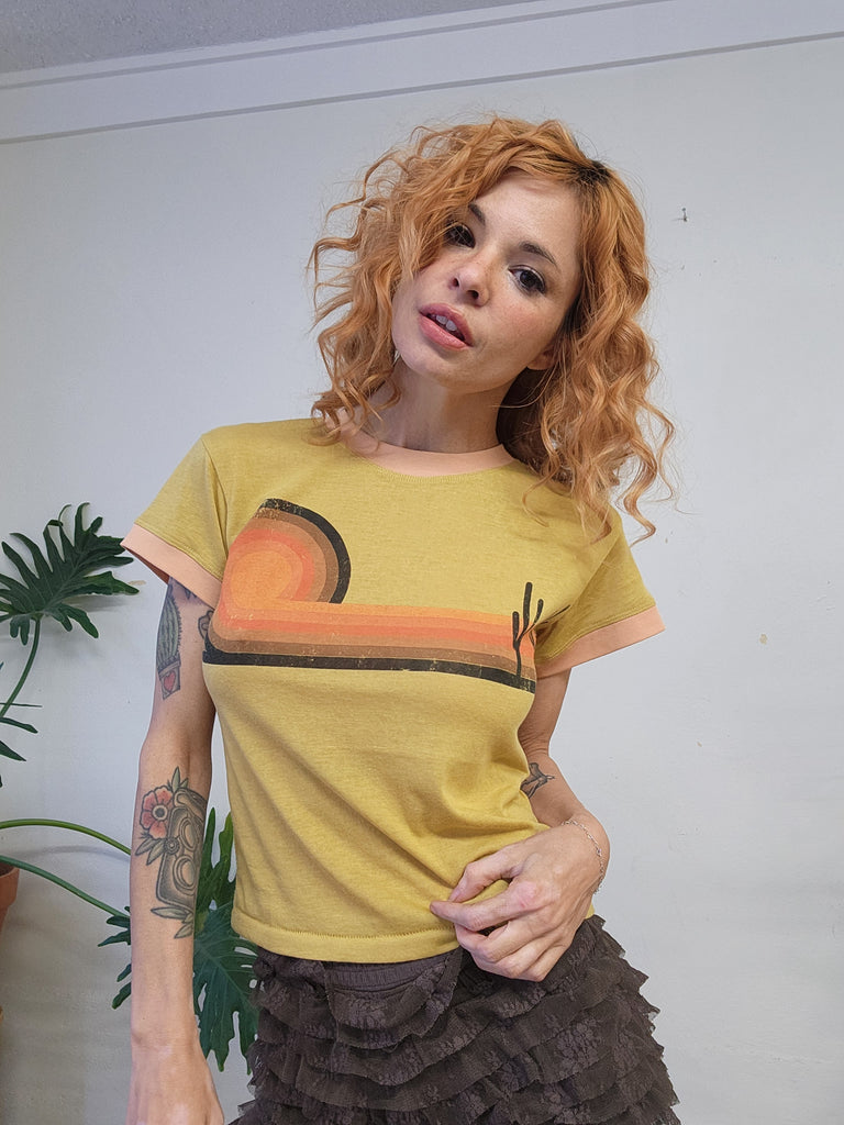 Mustard Desert Horizon Ringer Tee