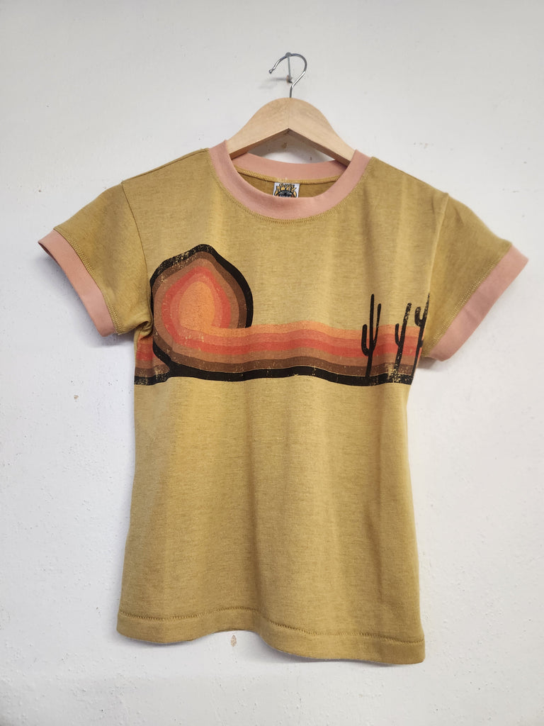 Mustard Desert Horizon Ringer Tee