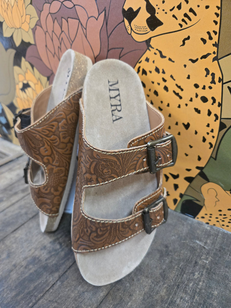 Maggie Embossed Leather Sandals