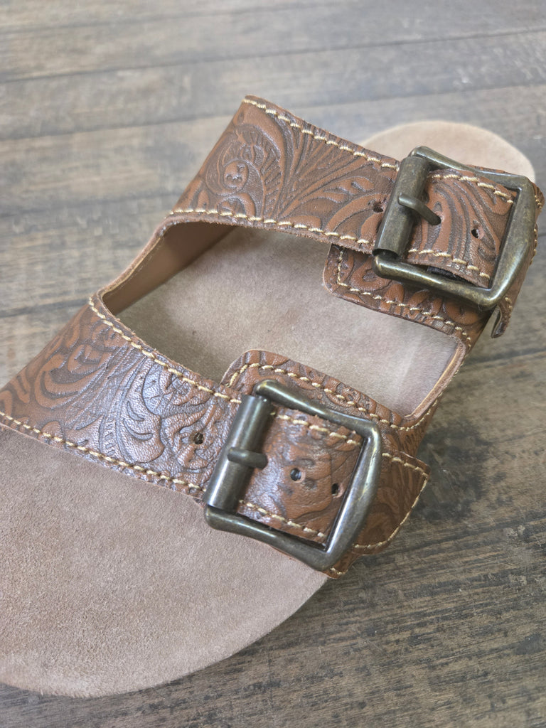 Maggie Embossed Leather Sandals