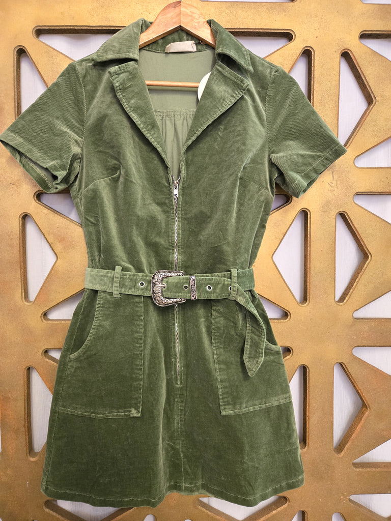 Corduroy Belted Dress
