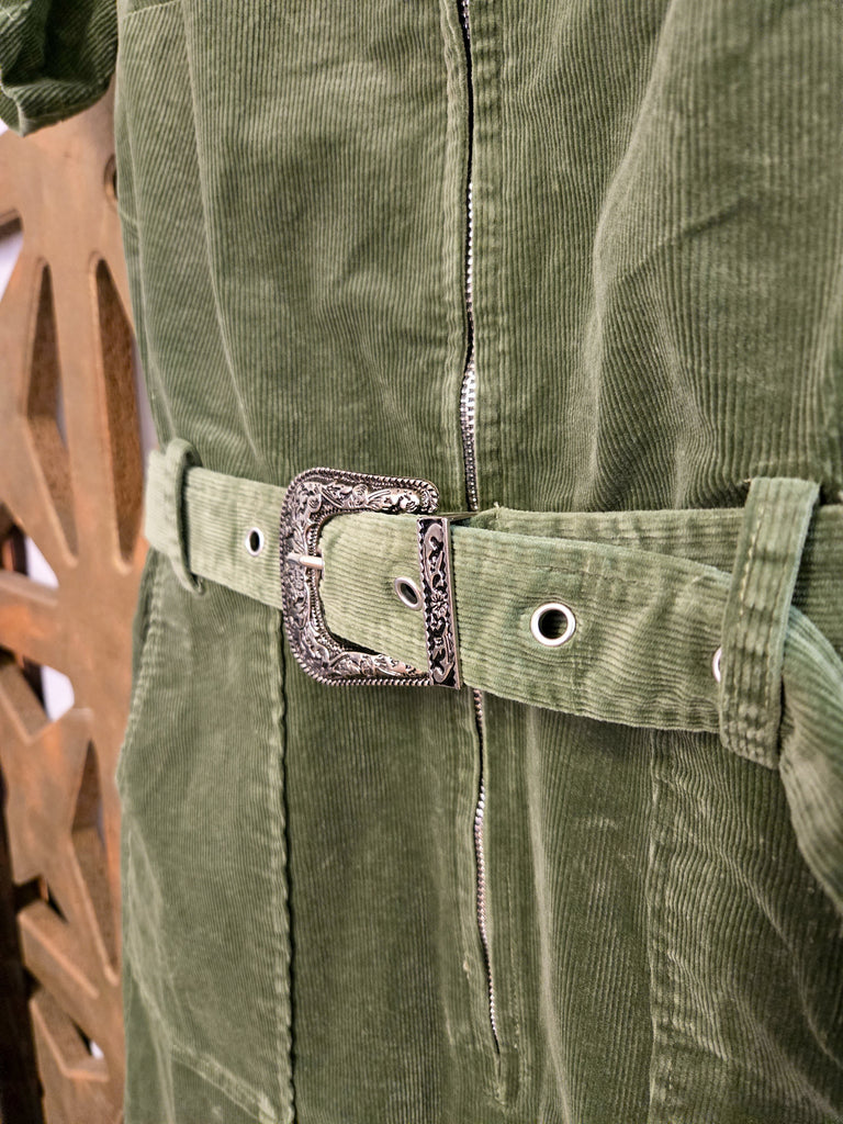 Corduroy Belted Dress