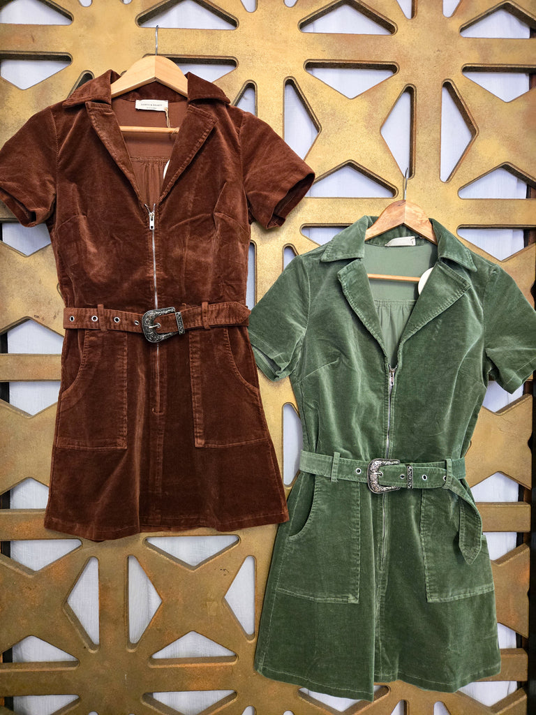 Corduroy Belted Dress