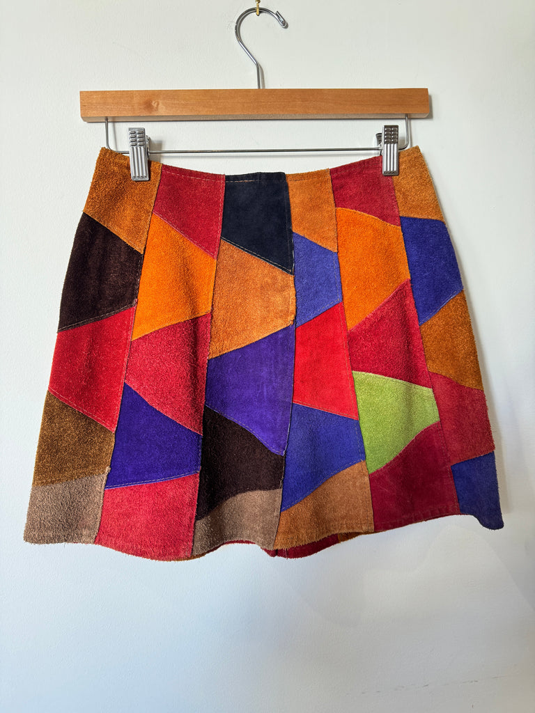 60s Suede Patchwork Skirt