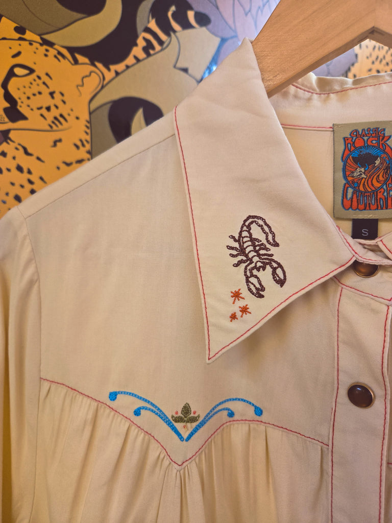 PREORDER Cream Desperado Pearl Snap Embroidered Blouse