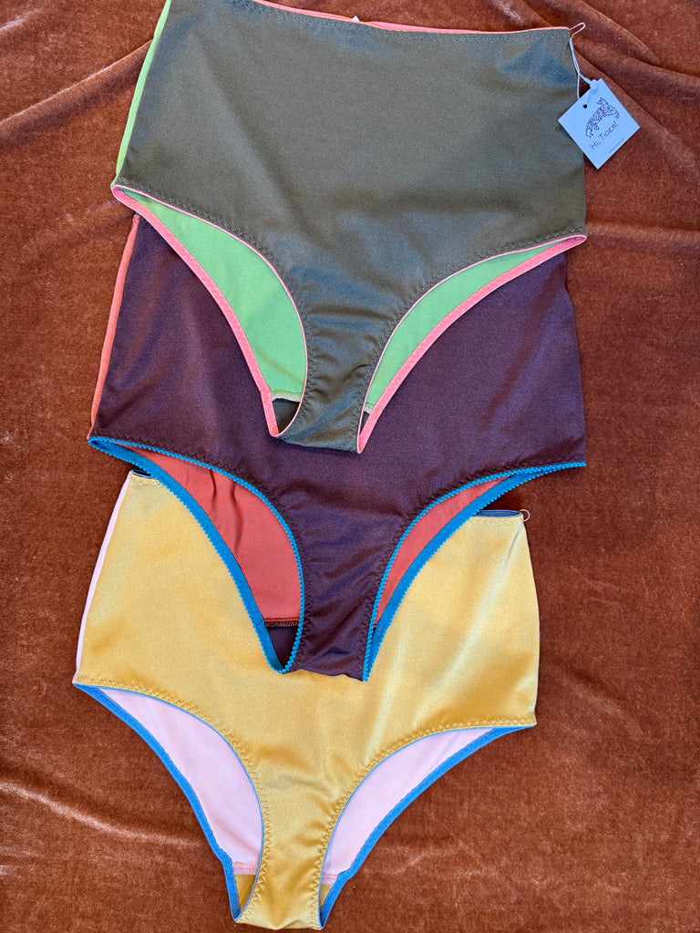 Color Block High Waisted Spandex Cheeky