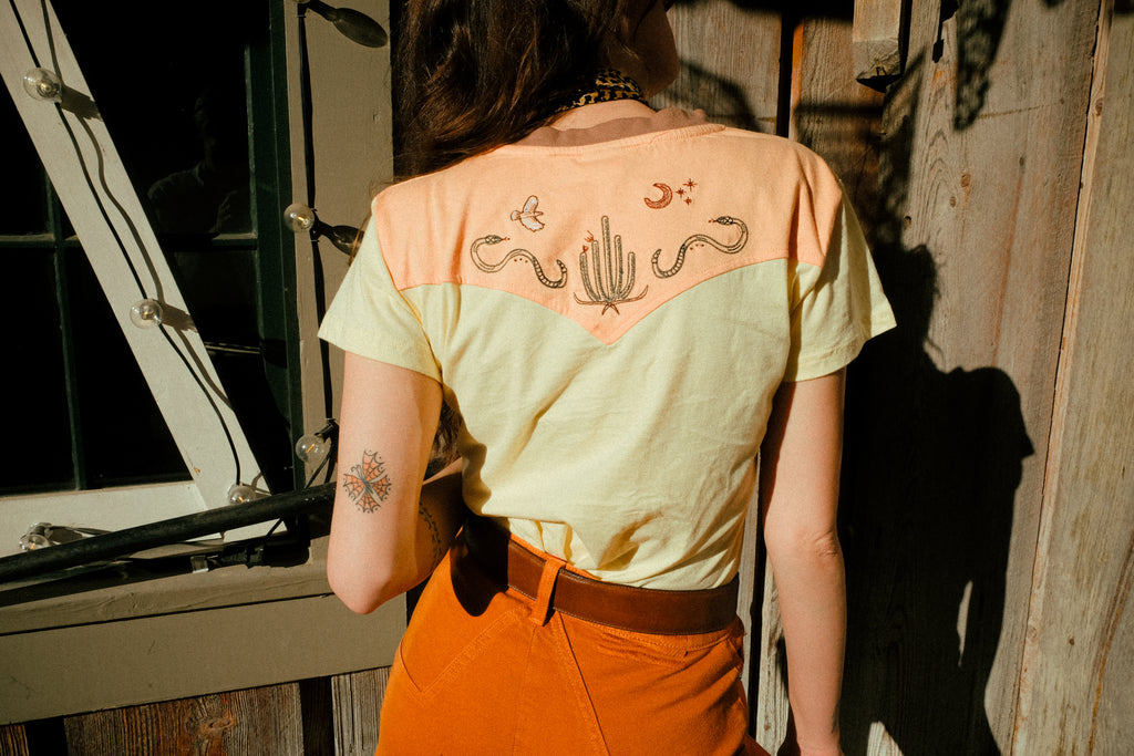 Desert Embroidered Unisex Pocket Tee