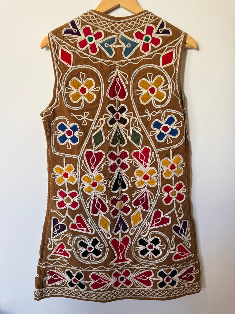 Vintage Floral Embroidered Long Vest