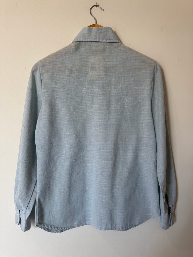 70s Embroidered Chambray Blouse