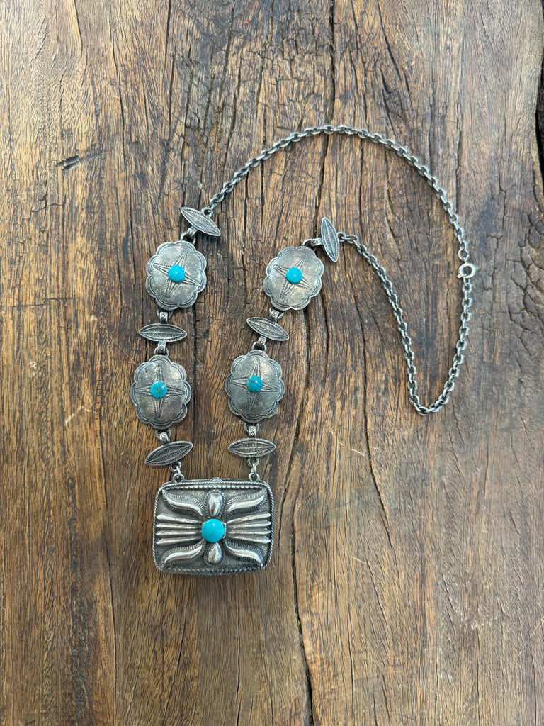 70s Native Inspired Pillbox Necklace