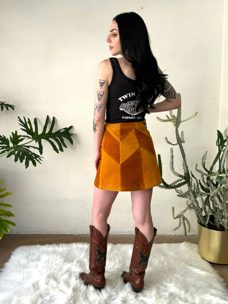 Cinnamon Girl Gold Cord Skirt