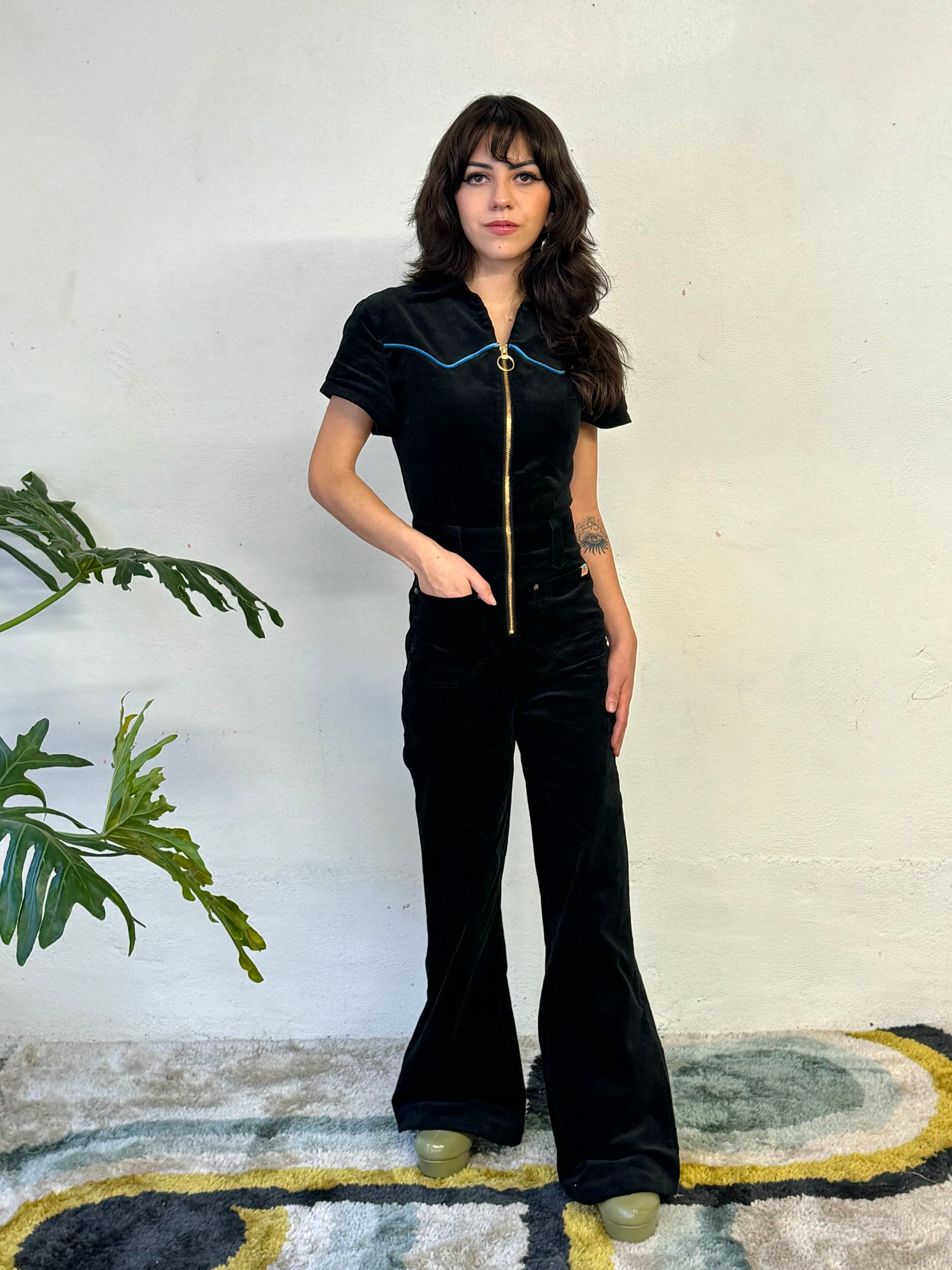 Black Wild Child Corduroy Jumpsuit – Classic Rock Couture Black Wild Child Corduroy Jumpsuit – Classic Rock Couture