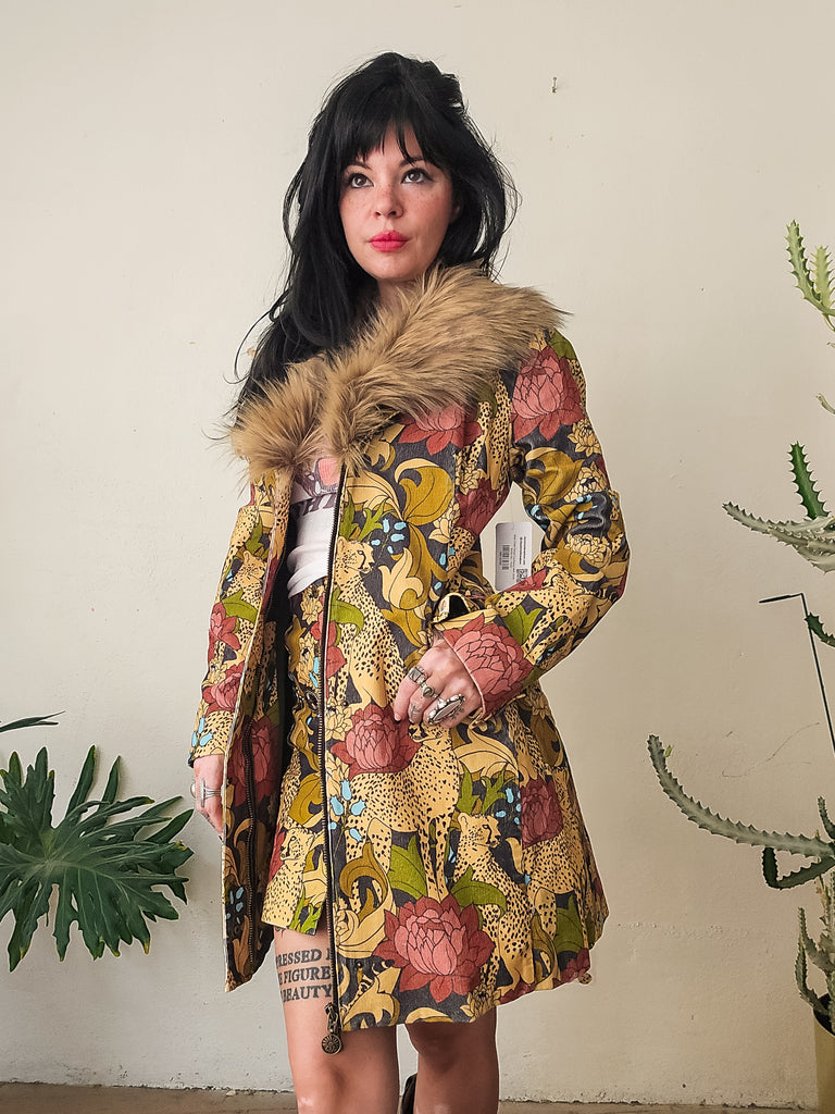 Wild Child Floral Corduroy Midi Jacket