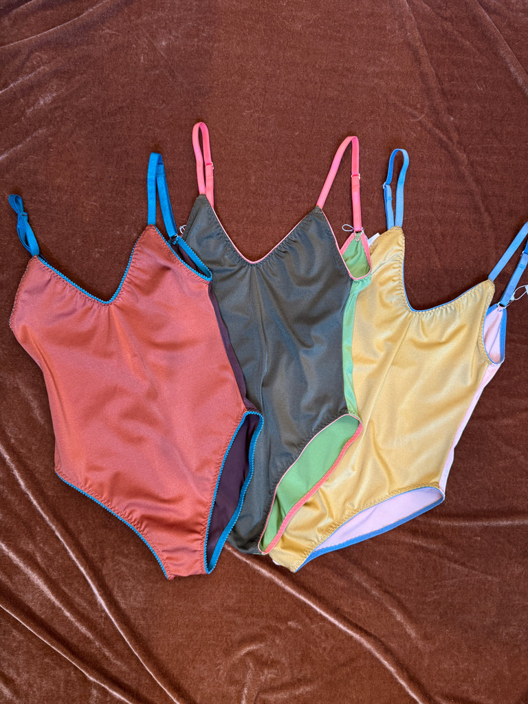 Color Block Spandex Bodysuit