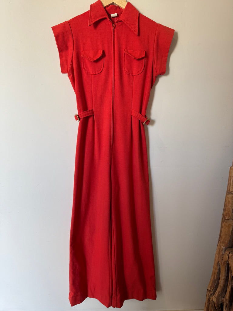 70s Red Jumpsuit