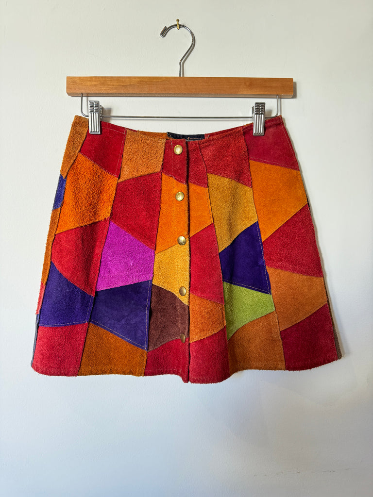 60s Suede Patchwork Skirt