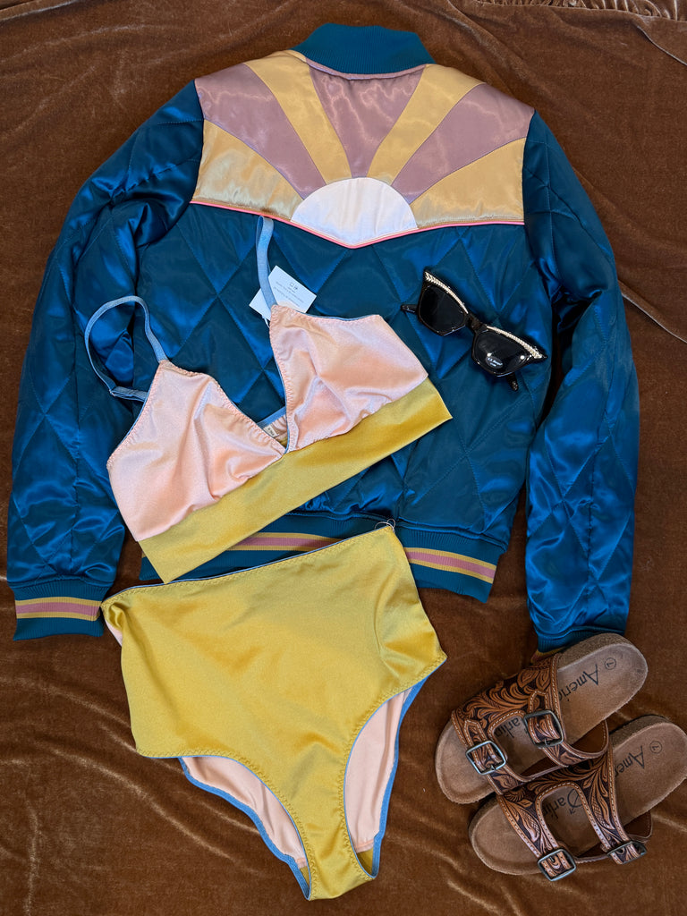 Color Block High Waisted Spandex Cheeky