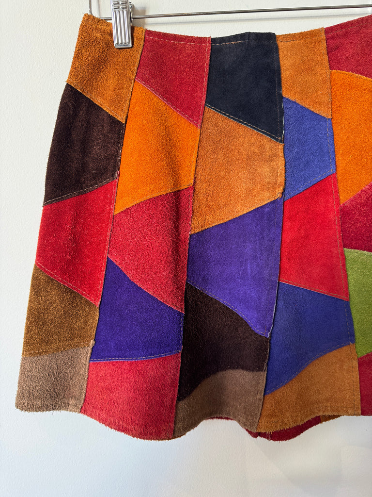 60s Suede Patchwork Skirt