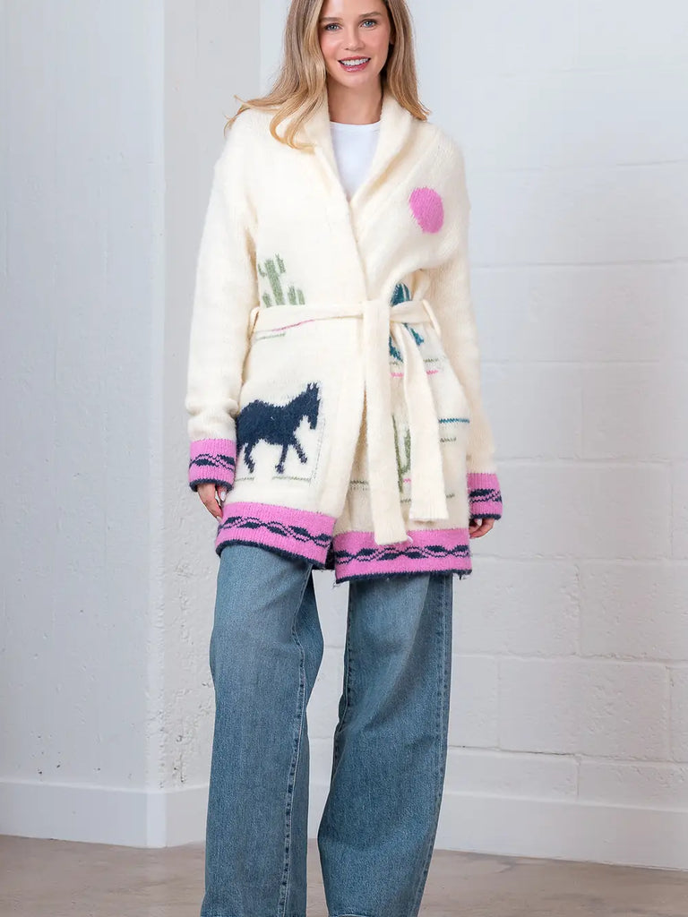 Cream Horse Cardigan