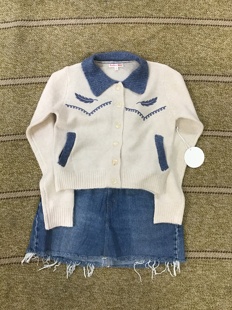Baby Blue Feather Button Up Cardigan