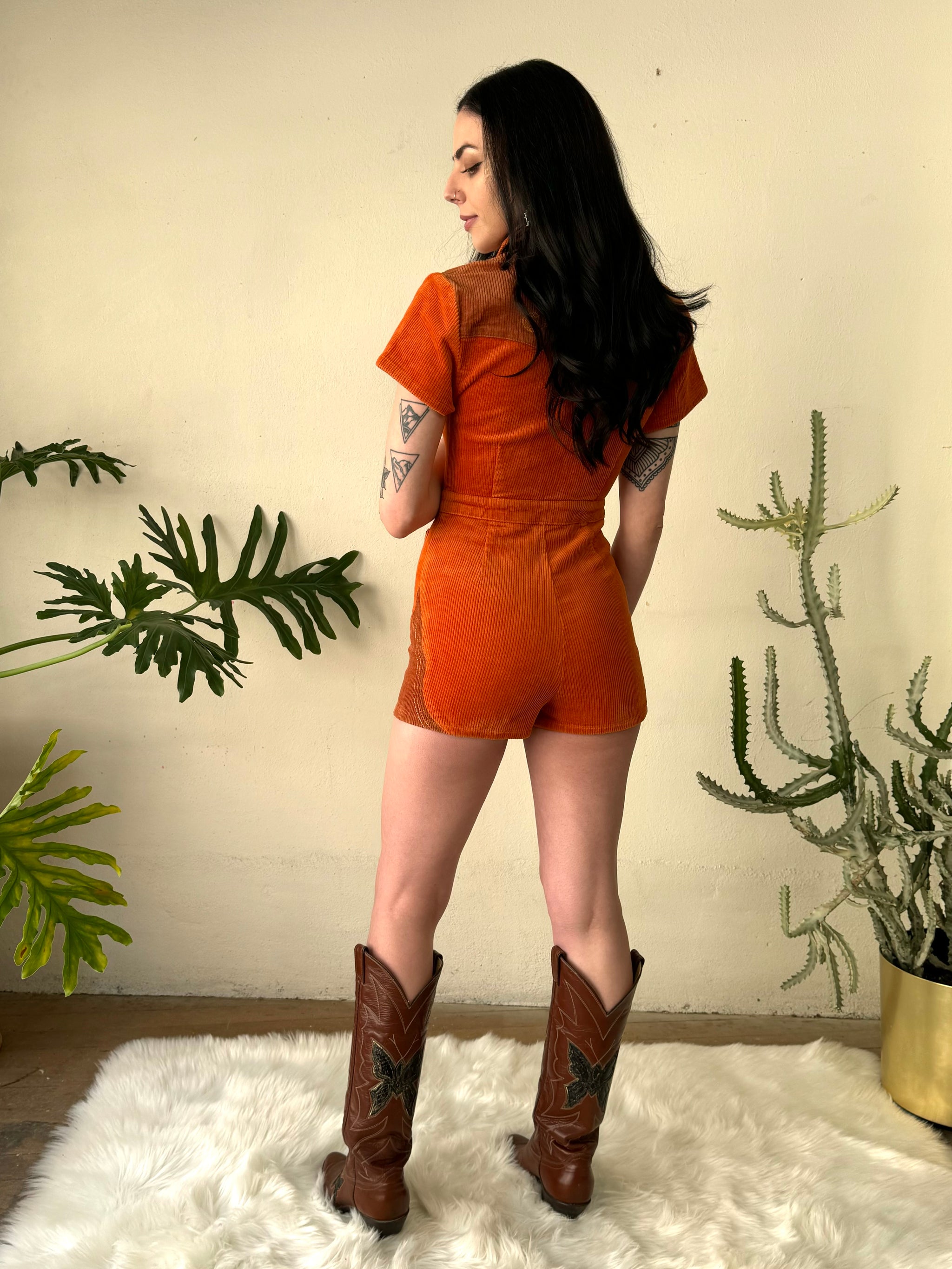 Cinnamon Girl Rust Cord Playsuit – Classic Rock Couture