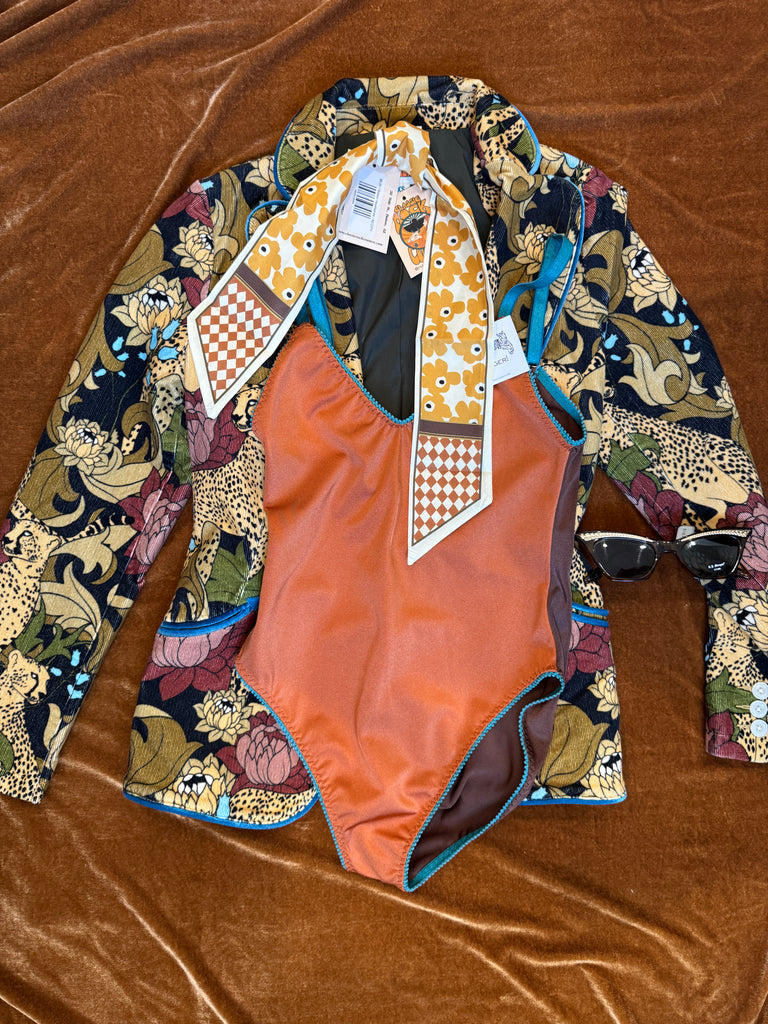 Color Block Spandex Bodysuit