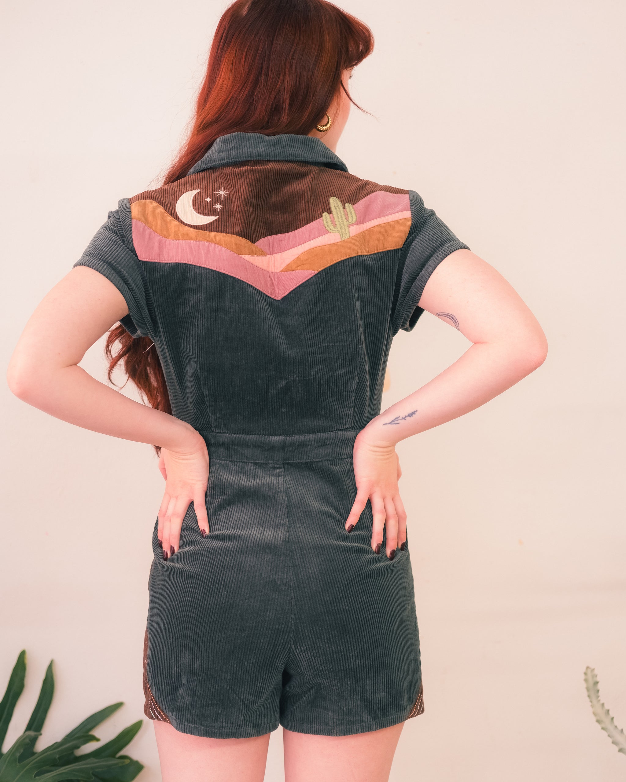 Moonlight Rodeo Teal Corduroy Playsuit – Classic Rock Couture